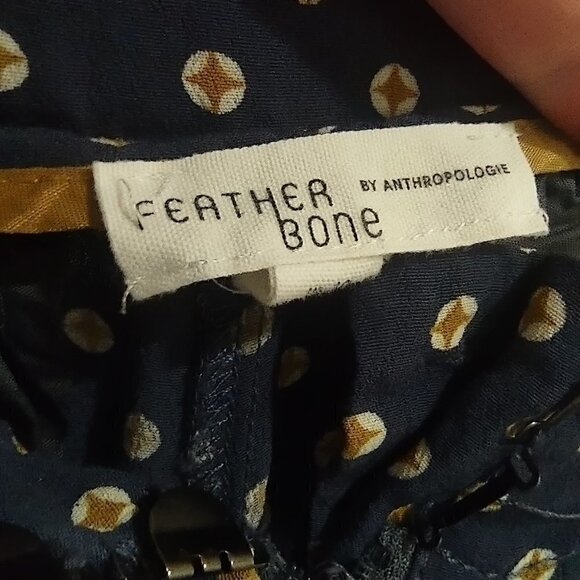 Anthropologie Women's Cropped Wide Leg Trouser Blue/Yellow Dot Size 10 - Picture 3 of 8